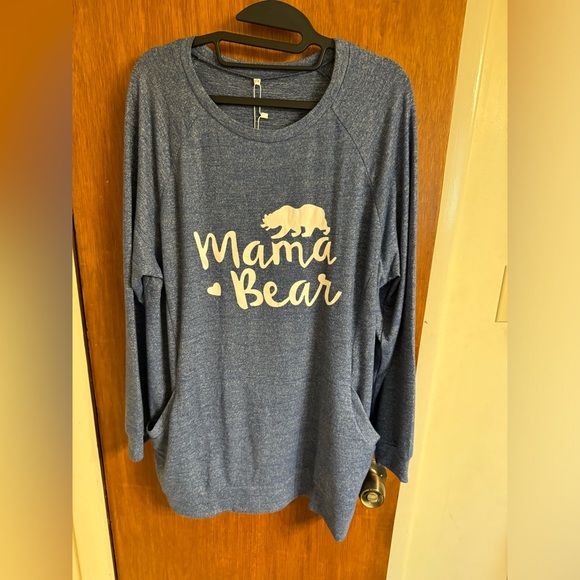 NWT 16W blue long sleeved Mama Bear pullover by Dolnine Plus Sized Collection - Picture 1 of 12